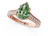 Rose gold Fancy Green Pear  Diamond Solitaire with Pave Band and Six-Prong Setting_21