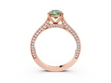Rose gold Fancy Green Pear  Diamond Solitaire with Pave Band and Six-Prong Setting_23