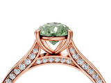Rose gold Fancy Green Pear  Diamond Solitaire with Pave Band and Six-Prong Setting_24