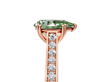 Rose gold Fancy Green Pear  Diamond Solitaire with Pave Band and Six-Prong Setting_25