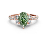 Rose gold Fancy Green Pear  Diamond Three-Stone Pave Band with Four-Prong Setting_20