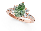 Rose gold Fancy Green Pear  Diamond Three-Stone Pave Band with Four-Prong Setting_21