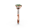 Rose gold Fancy Green Pear  Diamond Three-Stone Pave Band with Four-Prong Setting_22