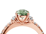 Rose gold Fancy Green Pear  Diamond Three-Stone Pave Band with Four-Prong Setting_24