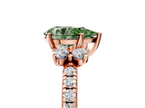 Rose gold Fancy Green Pear  Diamond Three-Stone Pave Band with Four-Prong Setting_25
