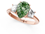 Rose gold Fancy Green Pear  Diamond Three-Stone Ring with Trapezoid Side Stones and Prong Setting_18