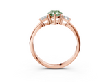 Rose gold Fancy Green Pear  Diamond Three-Stone Ring with Trapezoid Side Stones and Prong Setting_20