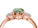 Rose gold Fancy Green Pear  Diamond Three-Stone Ring with Trapezoid Side Stones and Prong Setting_21