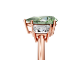 Rose gold Fancy Green Pear  Diamond Three-Stone Ring with Trapezoid Side Stones and Prong Setting_22