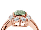 Rose gold Fancy Green Pear  Halo Cluster Diamond Engagement Ring with Prong Setting and Polished Band_55