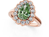 Rose gold Fancy Green Pear  Halo Cluster Diamond Engagement Ring with Solitaire Band and Prong Setting_49