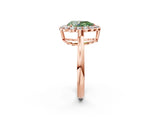 Rose gold Fancy Green Pear  Halo Cluster Diamond Engagement Ring with Solitaire Band and Prong Setting_50