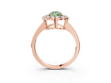 Rose gold Fancy Green Pear  Halo Cluster Diamond Engagement Ring with Solitaire Band and Prong Setting_51