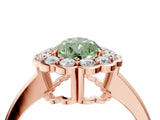 Rose gold Fancy Green Pear  Halo Cluster Diamond Engagement Ring with Solitaire Band and Prong Setting_52