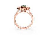 Rose gold Fancy Green Pear  Halo Diamond Cluster Engagement Ring with Milgrain Bezel Setting and Solitaire Band_30