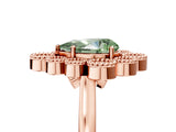 Rose gold Fancy Green Pear  Halo Diamond Cluster Engagement Ring with Milgrain Bezel Setting and Solitaire Band_32