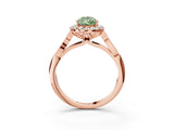 Rose gold Fancy Green Pear  Halo Diamond Engagement Ring with Filigree Band and Four-Prong Setting_84