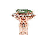 Rose gold Fancy Green Pear  Halo Diamond Engagement Ring with Filigree Band and Four-Prong Setting_86
