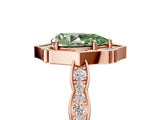 Rose gold Fancy Green Pear  Halo Diamond Engagement Ring with Milgrain Band and Four-Prong Setting_41