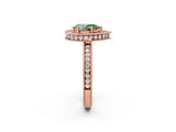 Rose gold Fancy Green Pear  Halo Diamond Engagement Ring with Milgrain Pave Band and Four-Prong Setting_39