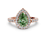 Rose gold Fancy Green Pear  Halo Diamond Engagement Ring with Pavé Band and Four-Prong Setting_93