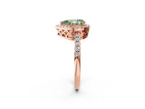 Rose gold Fancy Green Pear  Halo Diamond Engagement Ring with Pavé Band and Four-Prong Setting_95
