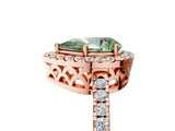Rose gold Fancy Green Pear  Halo Diamond Engagement Ring with Pavé Band and Four-Prong Setting_98
