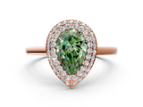 Rose gold Fancy Green Pear  Halo Diamond Engagement Ring with Solitaire Band and Four-Prong Setting_20