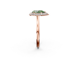 Rose gold Fancy Green Pear  Halo Diamond Engagement Ring with Solitaire Band and Four-Prong Setting_22