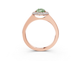 Rose gold Fancy Green Pear  Halo Diamond Engagement Ring with Solitaire Band and Four-Prong Setting_23