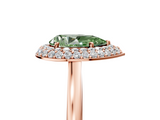 Rose gold Fancy Green Pear  Halo Diamond Engagement Ring with Solitaire Band and Four-Prong Setting_25