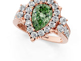 Rose gold Fancy Green Pear  Halo Diamond Engagement Ring with Split Shank and Four-Prong Setting_44
