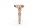 Rose gold Fancy Green Pear  Halo Diamond Engagement Ring with Split Shank and Four-Prong Setting_45