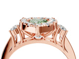 Rose gold Fancy Green Pear  Halo Diamond Engagement Ring with Split Shank and Four-Prong Setting_47