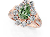 Rose gold Fancy Green Pear  Halo Diamond Engagement Ring with Split Shank and Prong Setting_67