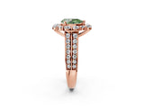 Rose gold Fancy Green Pear  Halo Diamond Engagement Ring with Split Shank and Prong Setting_68