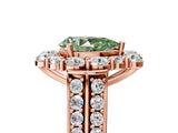 Rose gold Fancy Green Pear  Halo Diamond Engagement Ring with Split Shank and Prong Setting_71