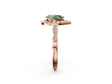 Rose gold Fancy Green Pear  Halo Diamond Engagement Ring with Twisted Band and Four-Prong Setting 2