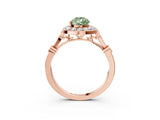 Rose gold Fancy Green Pear  Halo Diamond Engagement Ring with Twisted Band and Four-Prong Setting 3