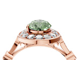 Rose gold Fancy Green Pear  Halo Diamond Engagement Ring with Twisted Band and Four-Prong Setting 4