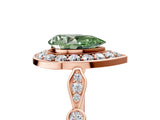 Rose gold Fancy Green Pear  Halo Diamond Engagement Ring with Twisted Band and Four-Prong Setting 5