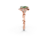 Rose gold Fancy Green Pear  Halo Diamond Engagement Ring with Vintage-Inspired Band and Four-Prong Setting_5