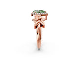 Rose gold Fancy Green Pear  Halo Diamond Floral Band with Four-Prong Setting_57