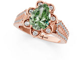Rose gold Fancy Green Pear  Halo Diamond Floral Split Shank Engagement Ring 1