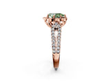Rose gold Fancy Green Pear  Halo Diamond Floral Split Shank Engagement Ring 2