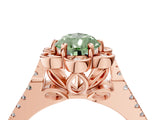 Rose gold Fancy Green Pear  Halo Diamond Floral Split Shank Engagement Ring 4