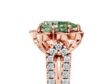 Rose gold Fancy Green Pear  Halo Diamond Floral Split Shank Engagement Ring 5