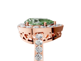 Rose gold Fancy Green Pear  Halo Diamond Pavé Band Ring with Prong Setting_25