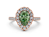 Rose gold Fancy Green Pear  Halo Diamond Pavé Solitaire Ring_39