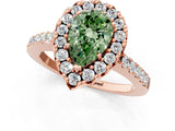 Rose gold Fancy Green Pear  Halo Diamond Pavé Solitaire Ring_40